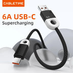 CABLETIME CAP1J 6A USB-A to USB-C Fast Charging Cable | SuperCharge High-Speed Braided Cable