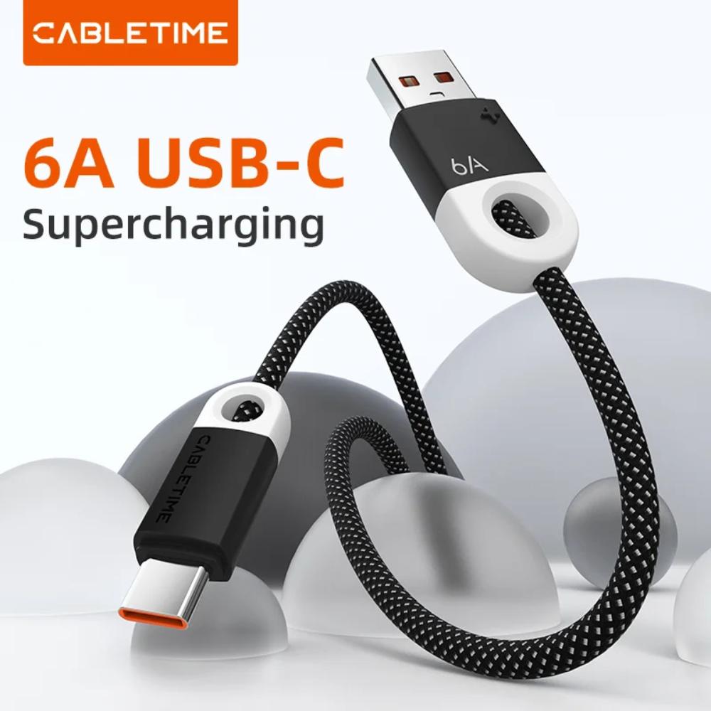 CABLETIME CAP1J 6A USB-A to USB-C Fast Charging Cable | SuperCharge High-Speed Braided Cable