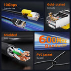 CABLETIME CN70 Cat 7 Ethernet Patch Cable | 10Gbps, 600MHz, S/STP Shielding, Gold-Plated Connectors (1M / 3M / 5M)