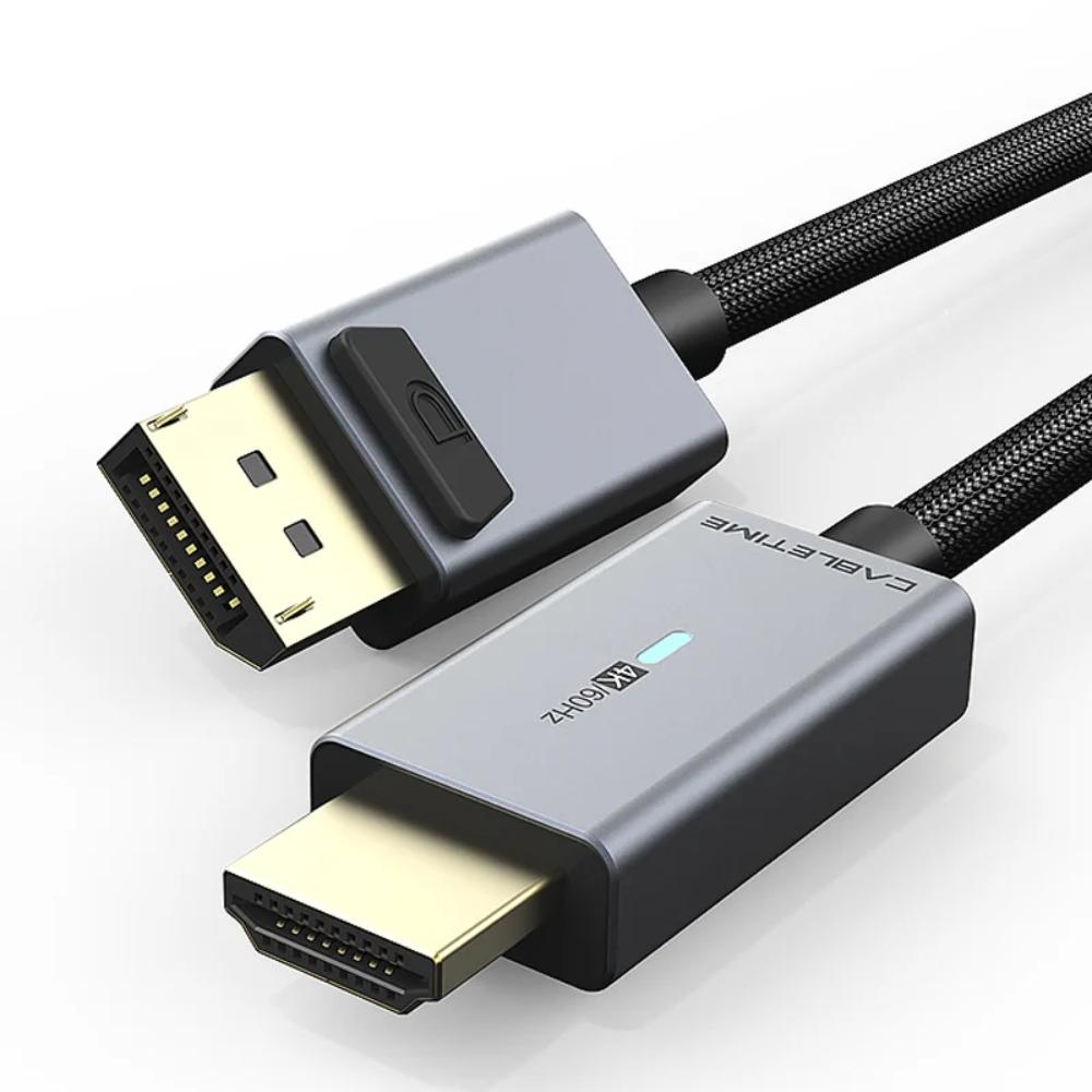 CABLETIME CD30K DisplayPort to HDMI Cable | 4K 60Hz UHD | DP to HDMI Converter Cable (1.8M)