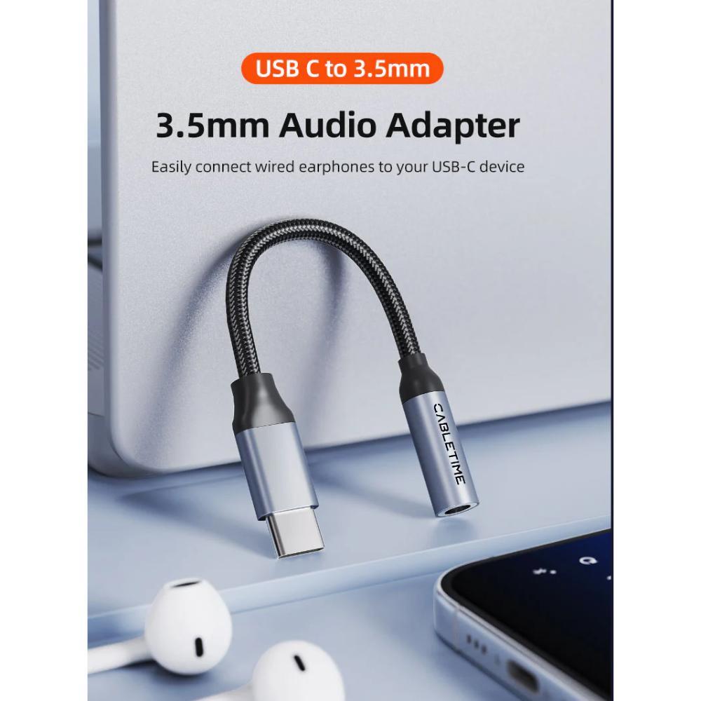 CABLETIME CPA6G USB-C to 3.5mm Audio Adapter