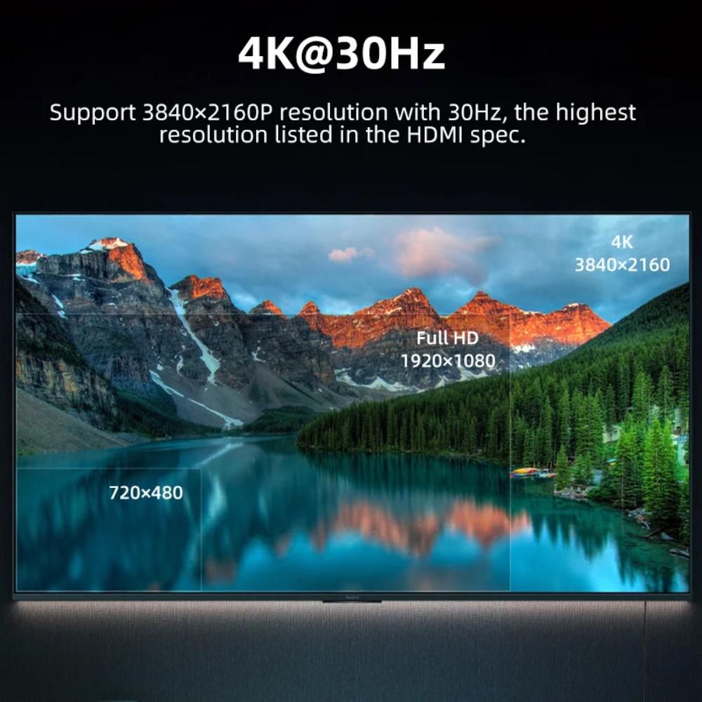 CABLETIME CC12N USB-C to HDMI Cable | 4K 30Hz Ultra HD | Plug & Play Display Cable