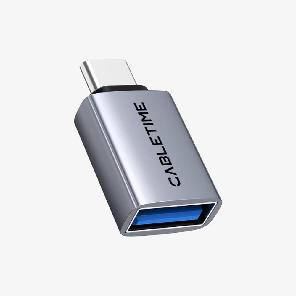 CABLETIME CP81G USB-C 3.2 Male to USB-A Female OTG Adapter | 10Gbps High-Speed Data Transfer | 3A Fast Charging | Aluminum Alloy Shell