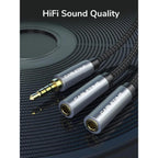 CABLETIME CF14B 3.5mm Male to Dual RCA Female Audio Cable | Y Adapter, Gold-Plated, Nylon Jacket