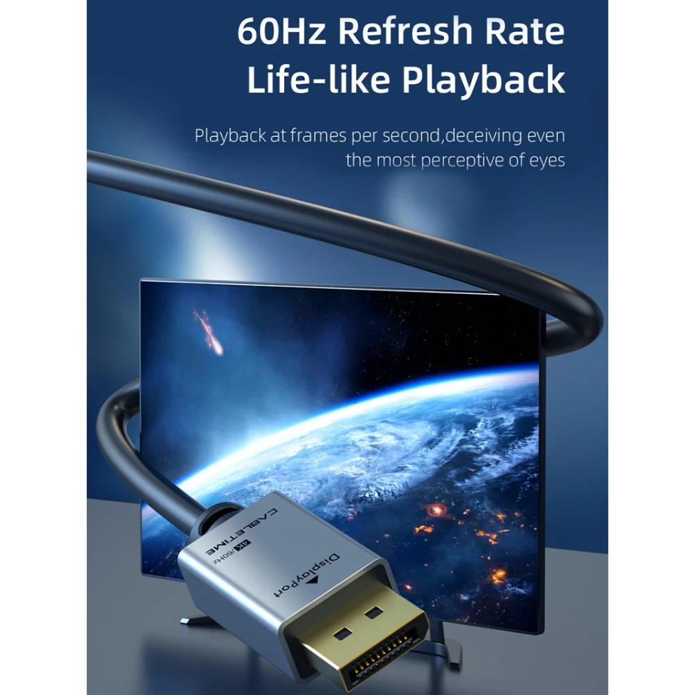 CABLETIME CD20H DisplayPort 1.2 Cable | 4K 60Hz Ultra HD | High-Performance DP to DP Cable