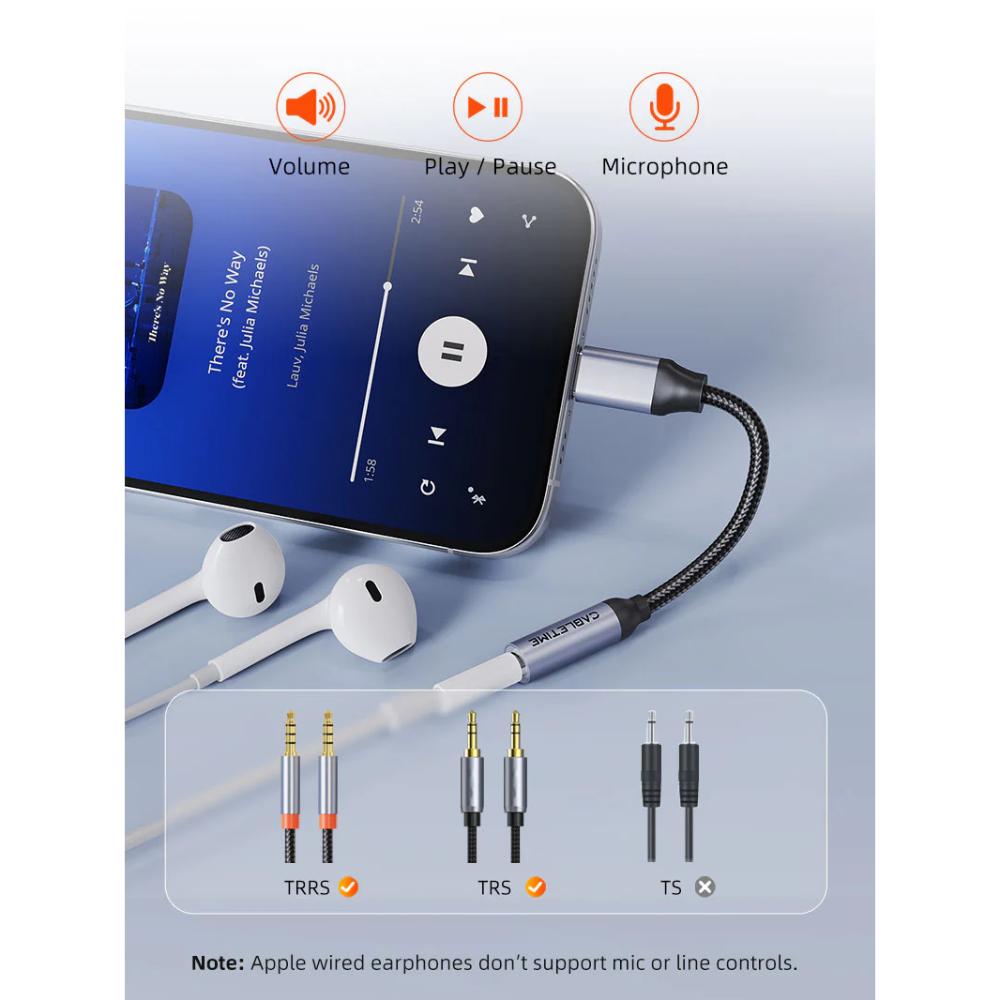 CABLETIME CPA6G USB-C to 3.5mm Audio Adapter