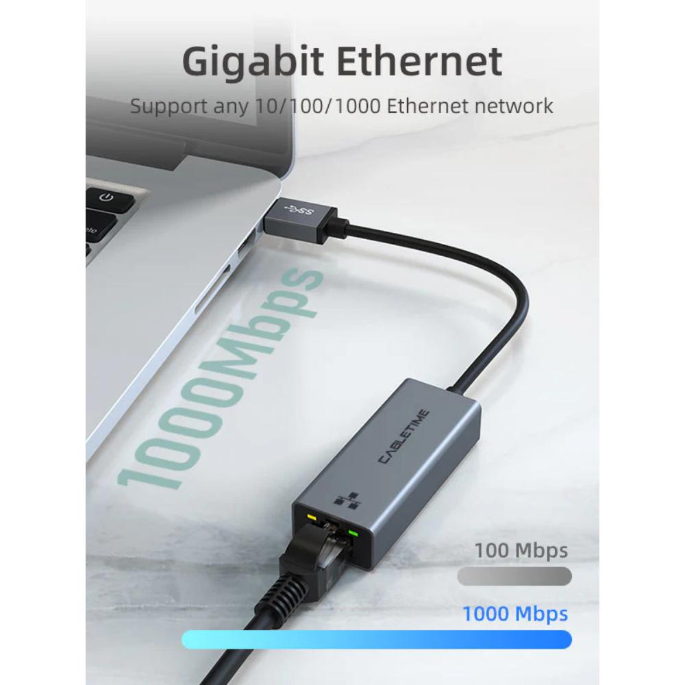 CABLETIME CB50G - USB 3.0 to Gigabit Ethernet Adapter (1000Mbps RJ45)