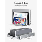 CABLETIME  CABLETIME CS14G | Aluminum Dual Vertical Laptop Stand | Adjustable Width, Dual Device Support, Anti-Slip Silicone Base