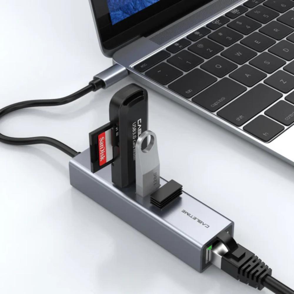 CABLETIME CB54G | CABLETIME USB-C 3-Port Hub with Gigabit Ethernet