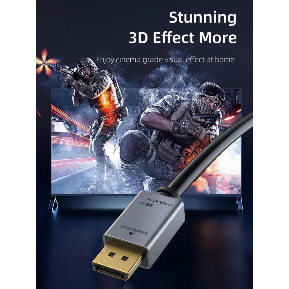 CABLETIME CD20H DisplayPort 1.2 Cable | 4K 60Hz Ultra HD | High-Performance DP to DP Cable