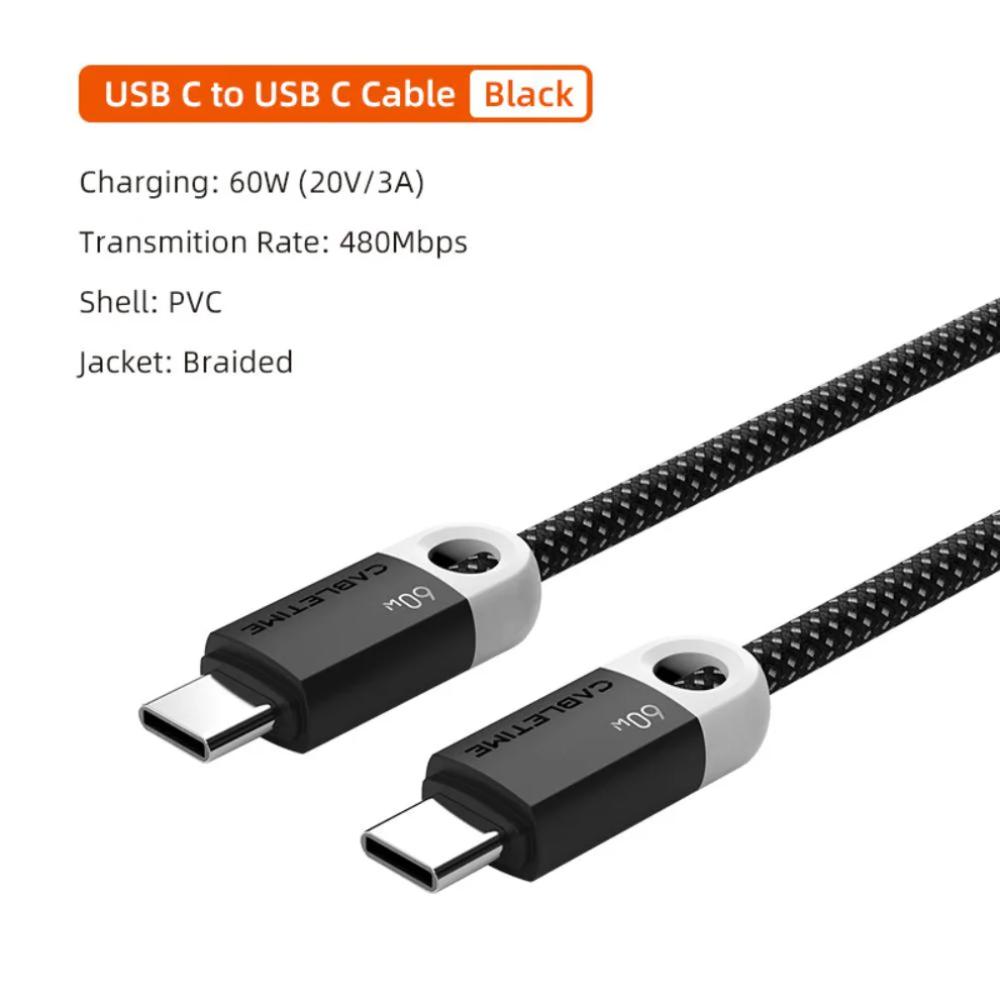CABLETIME CUP4 60W USB-C Charge Cable | Braided Jacket & Smart Chip | 1M/2M