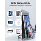 CABLETIME  CABLETIME CS14G | Aluminum Dual Vertical Laptop Stand | Adjustable Width, Dual Device Support, Anti-Slip Silicone Base