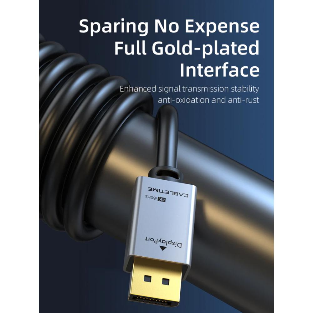 CABLETIME CD20H DisplayPort 1.2 Cable | 4K 60Hz Ultra HD | High-Performance DP to DP Cable