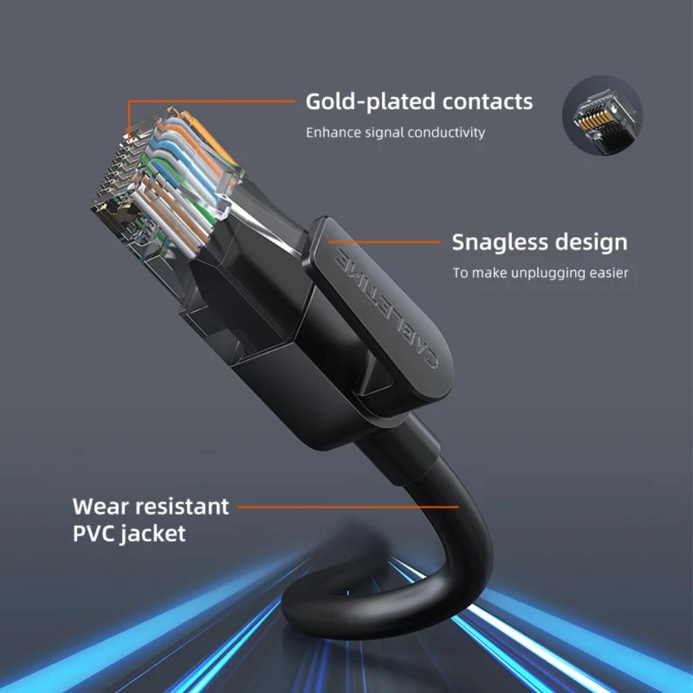 CABLETIME CN60 Cat 6 Ethernet Network Cable | 1000Mbps, 250MHz, UTP, Gold-Plated RJ45, PVC Jacket (1M - 30M)