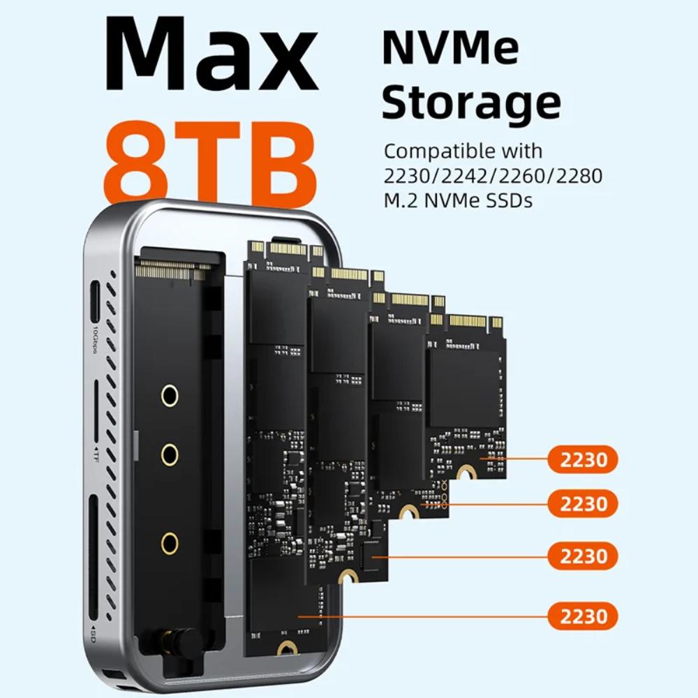 CABLETIME CB34S | 7-in-1 Magnetic USB-C Hub with NVMe SSD Enclosure | 4K60Hz HDMI | 10Gbps | 100W PD