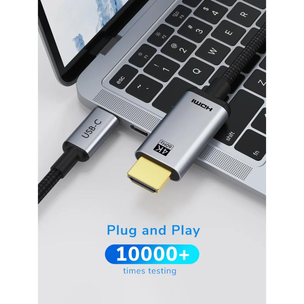 CABLETIME CC13K USB-C to HDMI 2.0 Cable | 4K 60Hz Ultra HD | 18Gbps High-Speed Display
