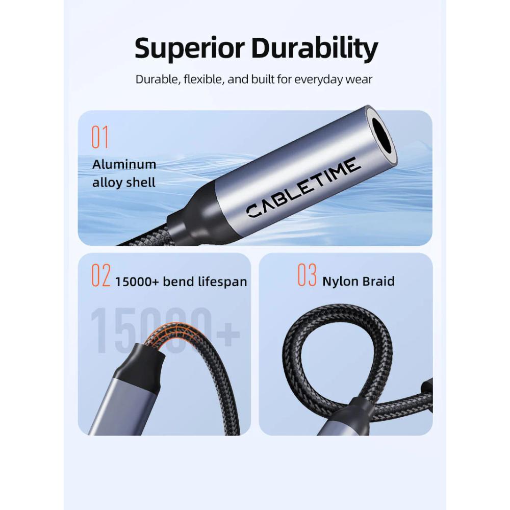 CABLETIME CPA6G USB-C to 3.5mm Audio Adapter
