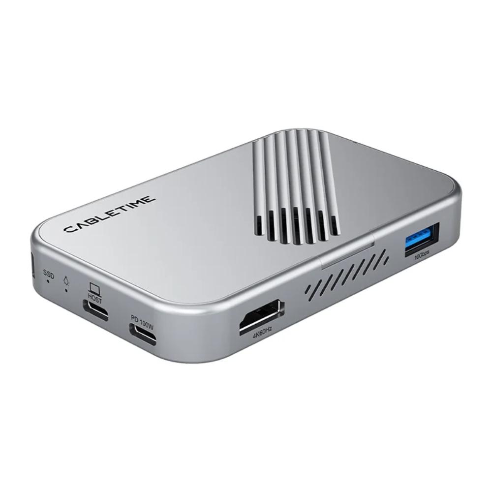 CABLETIME CB34S | 7-in-1 Magnetic USB-C Hub with NVMe SSD Enclosure | 4K60Hz HDMI | 10Gbps | 100W PD