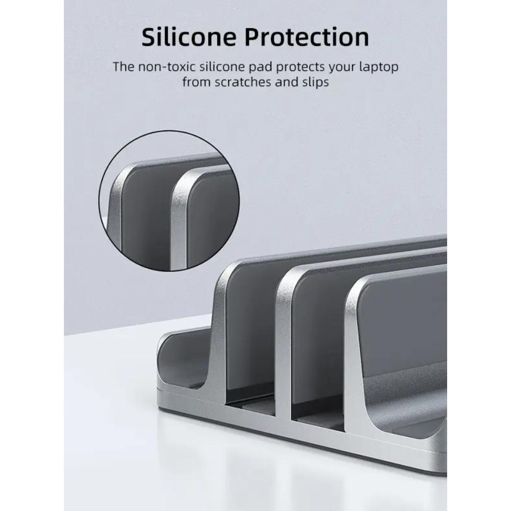 CABLETIME  CABLETIME CS14G | Aluminum Dual Vertical Laptop Stand | Adjustable Width, Dual Device Support, Anti-Slip Silicone Base
