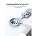 CABLETIME CUP1H 100W USB C to USB C Fast Charger Cable Braided for iPhone