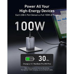 A2688 - Anker Prime Charger 100W GaN Fast Charger (3 Ports) | Dual USB-C + USB-A | PD Fast Charging
