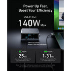 A2345 –  Anker Prime Charger (250W, 6 Ports, GaNPrime) – Smart Desktop Charging Station with LCD Display & 140W USB-C