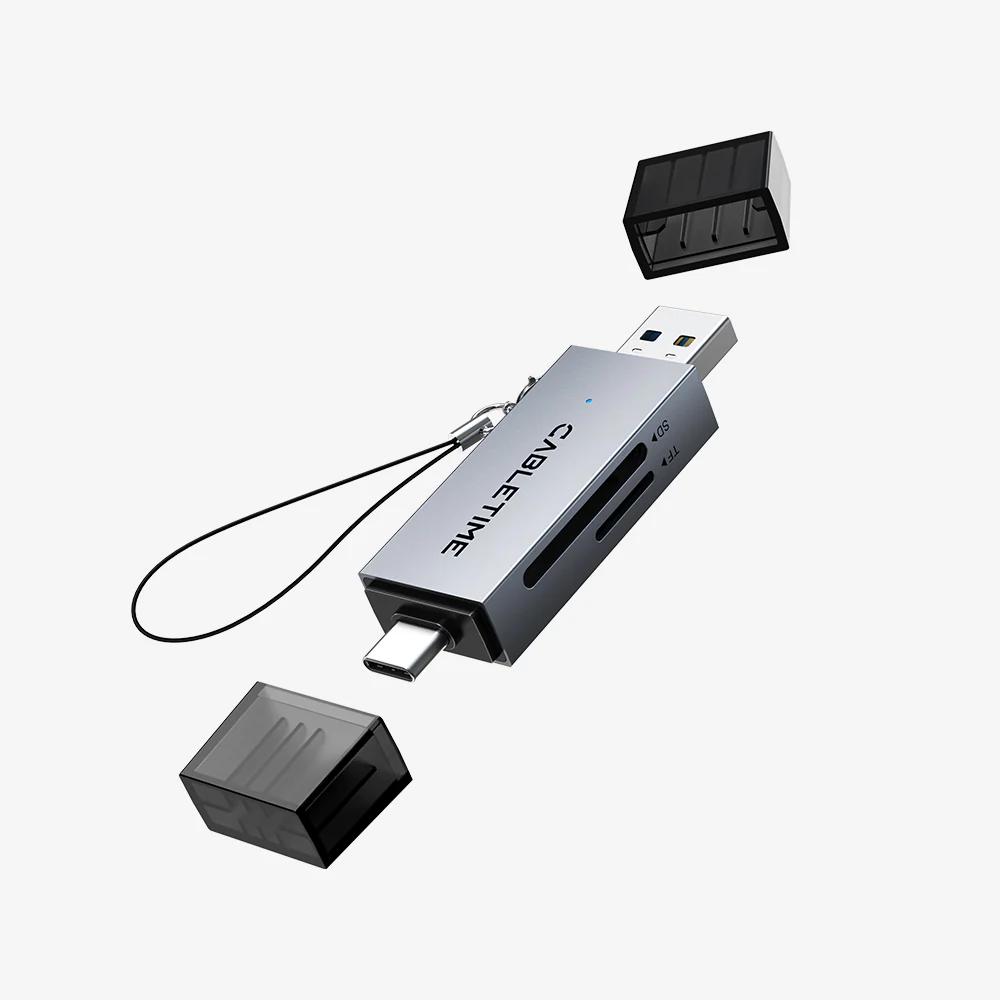 CABLETIME CD40G USB-C & USB-A SD/TF Card Reader | Dual Interface | 104MB/s High-Speed Data Transfer | Aluminum Alloy Shell