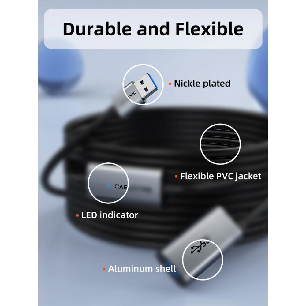 CABLETIME CA18P USB 3.0 Active Extension Cable | 5Gbps High-Speed | Signal Booster
