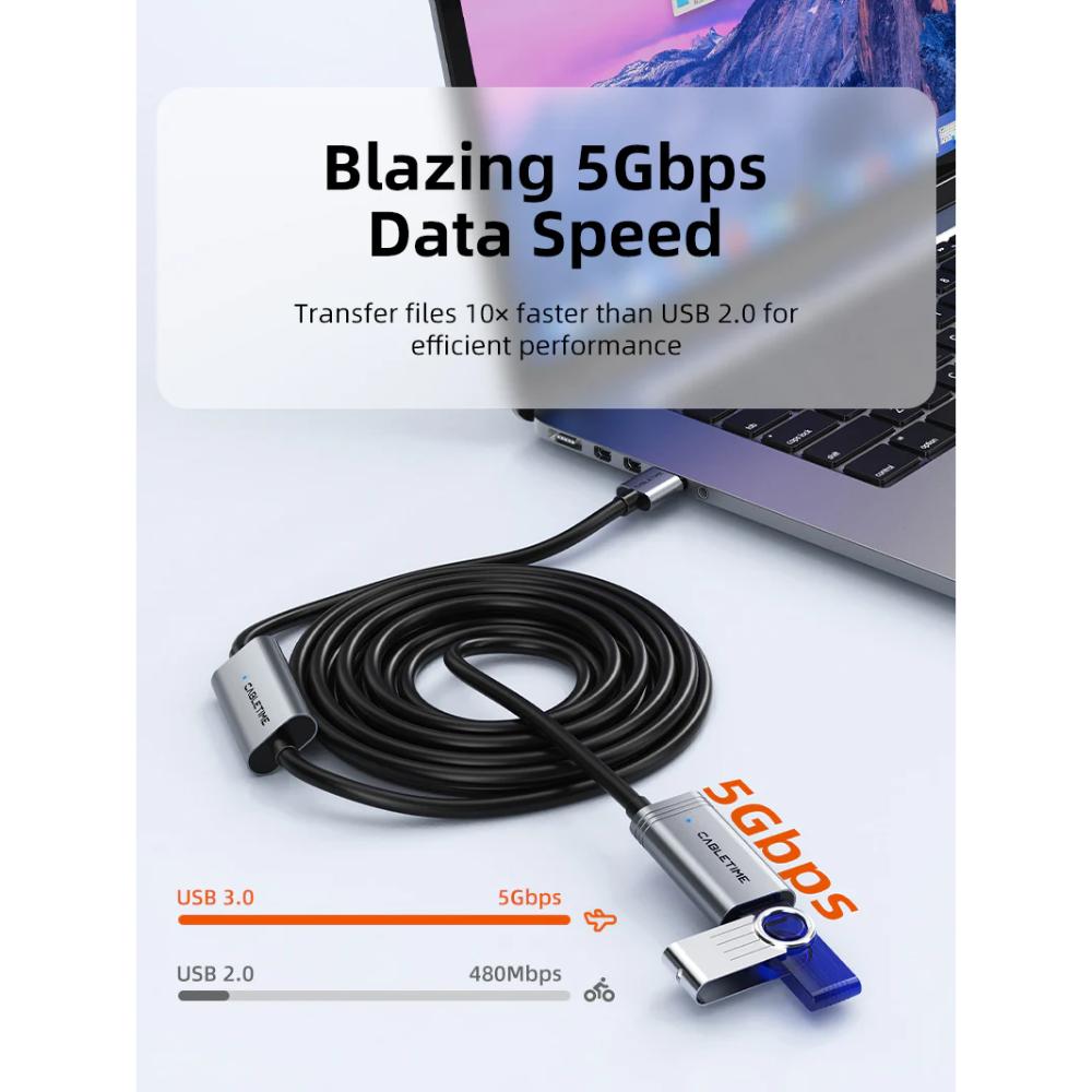 CABLETIME CA18P USB 3.0 Active Extension Cable | 5Gbps High-Speed | Signal Booster