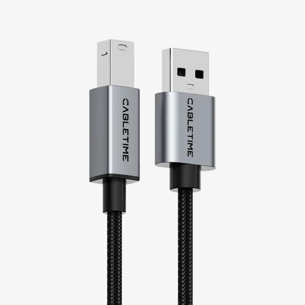 CABLETIME CA15L USB 2.0 A to B Printer Cable | 480Mbps High-Speed | Braided Durable Cable