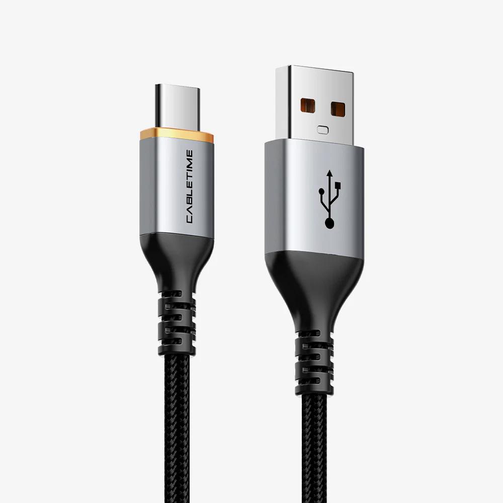 CABLETIME CA50H 5A USB-A to USB-C Fast Charging Cable | QC 4.0 High-Speed Braided Cable