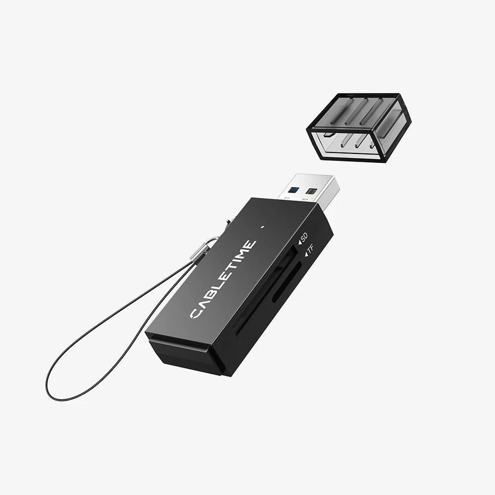 CABLETIME CD41G | USB 3.0 A to SD Card Reader | Dual Slot | 5Gbps High-Speed