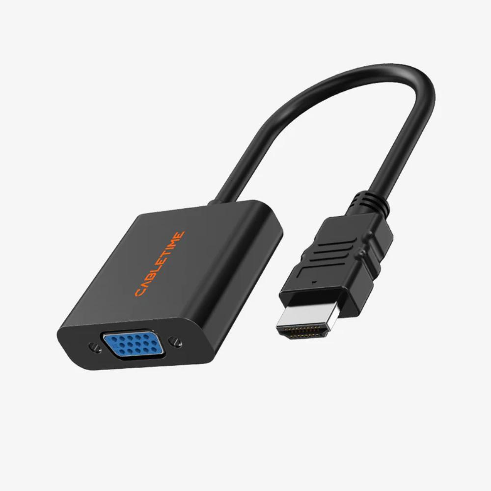 CABLETIME CP52B HDMI Male to VGA Female Adapter | 1080P FULL HD
