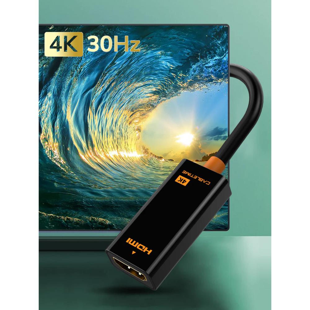 CABLETIME CP21B DisplayPort to HDMI Adapter (4K 30Hz)