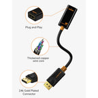 CABLETIME CP22B DisplayPort (DP) to HDMI Adapter | 1080P 60Hz | DP Male to HDMI Female Converter | Gold-Plated | Plug & Play