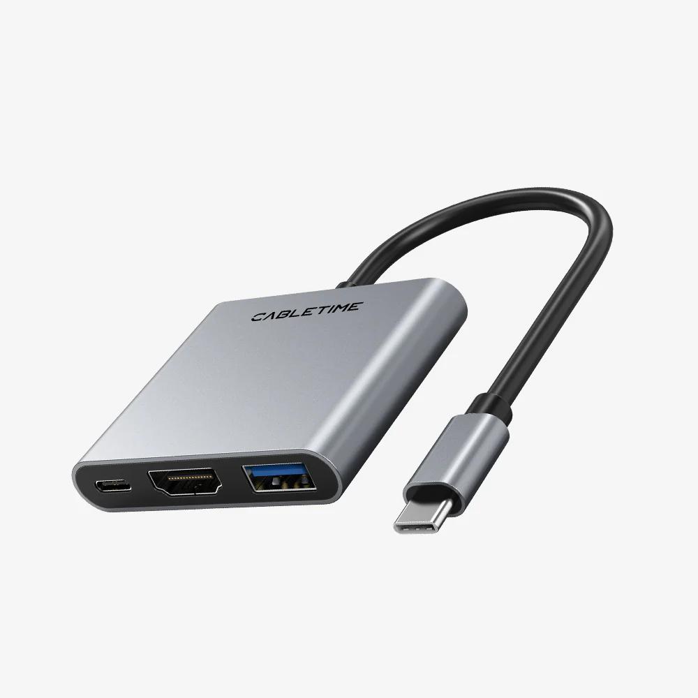 CABLETIME CB42G 3-in-1 USB-C Hub | HDMI 4K | USB 3.0 | PD 100W | Portable Adapter Regular priceRs.2,750.00