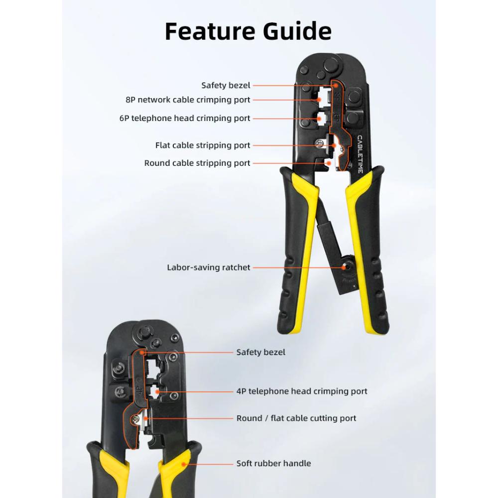 CABLETIME CNT1C Rj45 Cat 5 Cat 6 Cable Crimping Tool