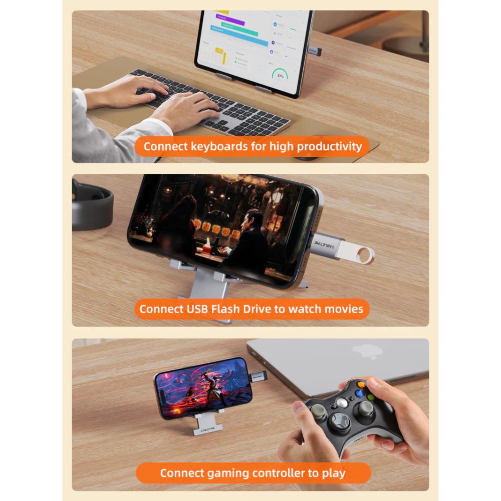 CABLETIME CP81G USB-C 3.2 Male to USB-A Female OTG Adapter | 10Gbps High-Speed Data Transfer | 3A Fast Charging | Aluminum Alloy Shell