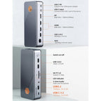 CABLETIME CB14S | 15-in-1 USB-C Docking Station with NVMe SSD Enclosure, Triple Display (2×HDMI + DP), 8K@30Hz, 10Gbps Data, 2.5Gbps LAN, 100W PD