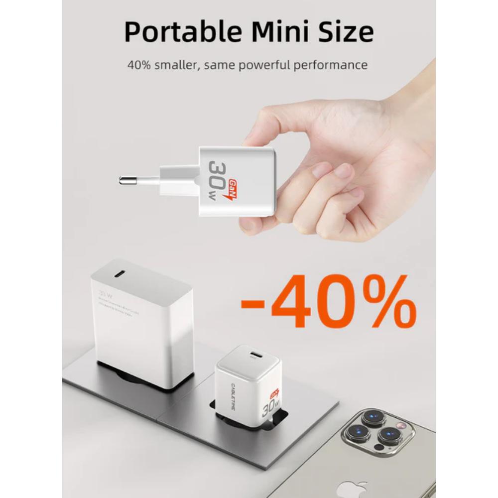 CABLETIME GA30W | 30W GaN USB-C Wall Charger PD 3.0