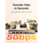 CABLETIME HB02G | Ultra Slim Aluminum 7-in-1 USB-C Hub for MacBook Pro, Windows, iPad