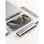 CABLETIME HB02G | Ultra Slim Aluminum 7-in-1 USB-C Hub for MacBook Pro, Windows, iPad