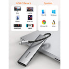 CABLETIME HB02G | Ultra Slim Aluminum 7-in-1 USB-C Hub for MacBook Pro, Windows, iPad