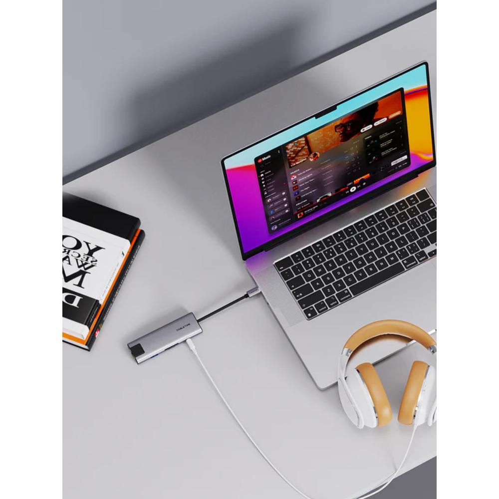 CABLETIME HB03G | 9-in-1 USB-C Hub with 4K HDMI, Charging, Ethernet & Audio Jack