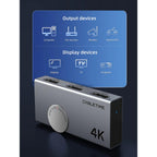 CABLETIME CP37G | 4K 60Hz HDMI 2.0 Switch | Bi-Directional 2 In 1 Out / 1 In 2 Out | Aluminum Alloy, Plug & Play