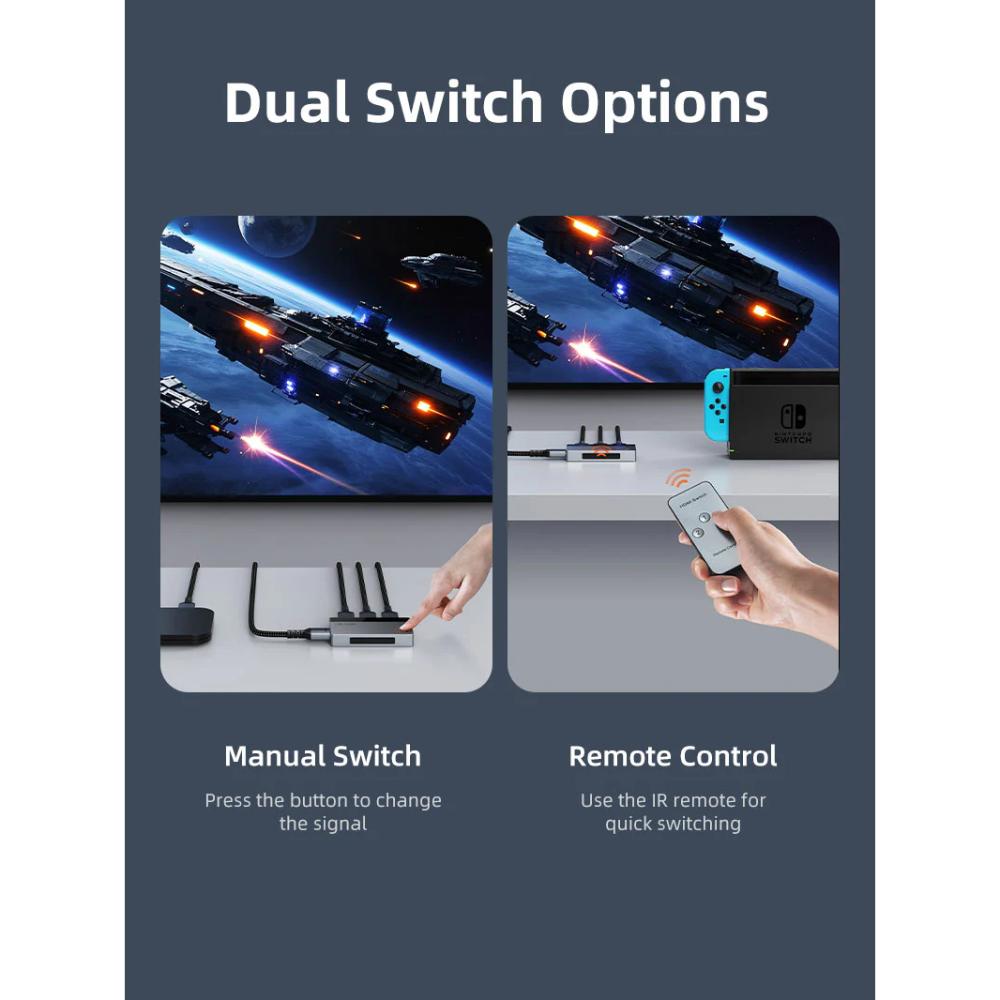 CABLETIME CP35G 3-Port HDMI Switcher 3-In-1-Out with Remote