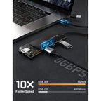 CABLETIME CB03B | USB Type-C to 4-Port USB 3.0 Hub – 5Gbps Data Transfer