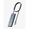 CABLETIME CB47G | 7-Port Powered USB 3.0 Hub Splitter with Long Cable | For Laptops & PCs