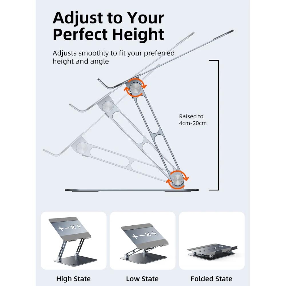 CABLETIME CS18G Adjustable Height Laptop Stand Aluminum for 17 inch Laptop MacBook
