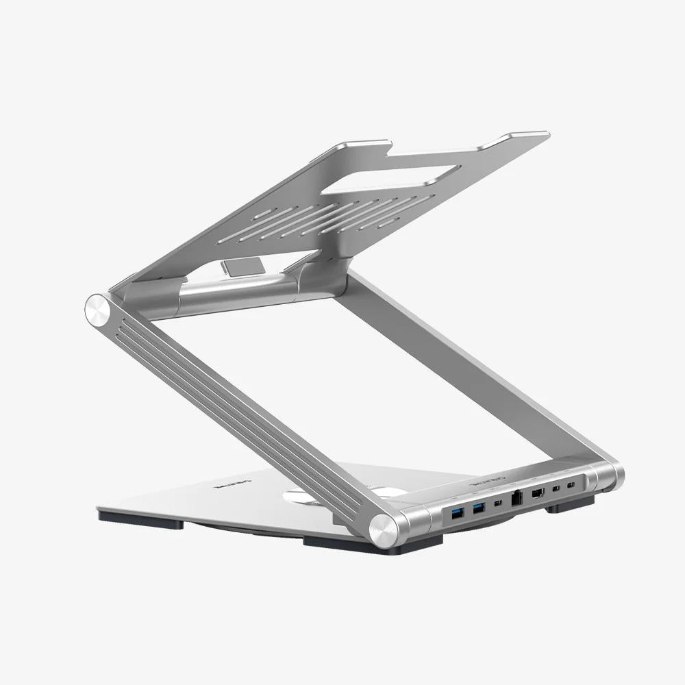 CABLETIME CS51S | Adjustable USB-C Laptop Docking Station Stand 6-in-1 | 4K HDMI, 100W PD, Gigabit Ethernet, 360° Rotation